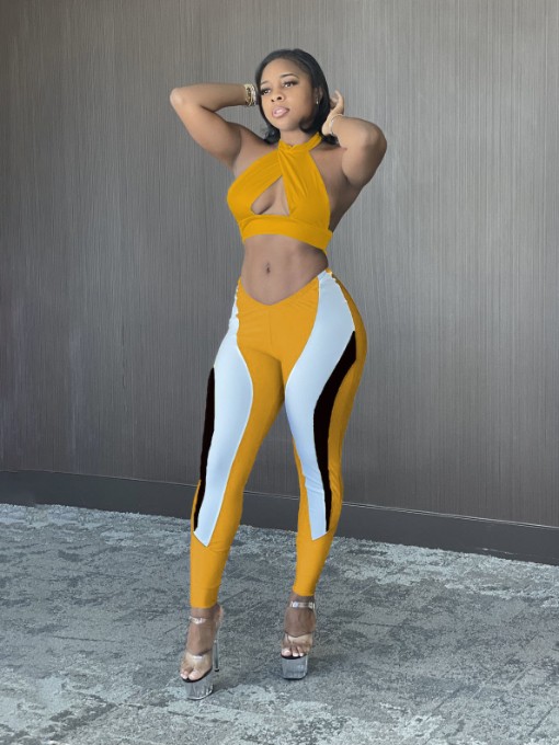 Sexy Contrast Color Two Piece Outfits