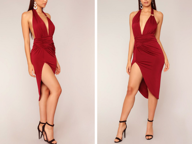 Sexy Halter Split Open Back Dress