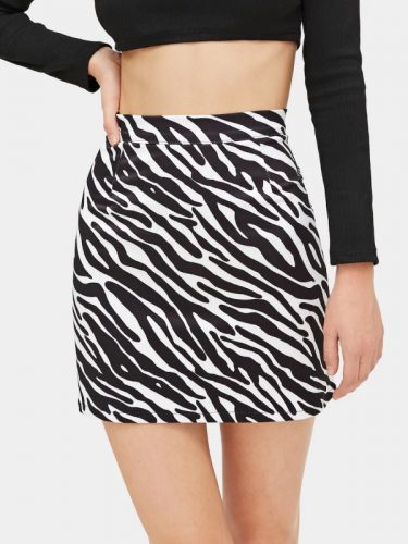 Hot Sale Zebra Print Black Mini Skirt