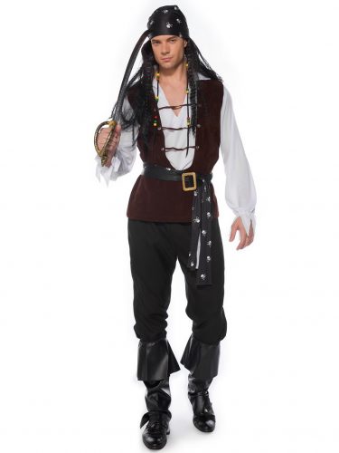 A man dressed pirate costumes