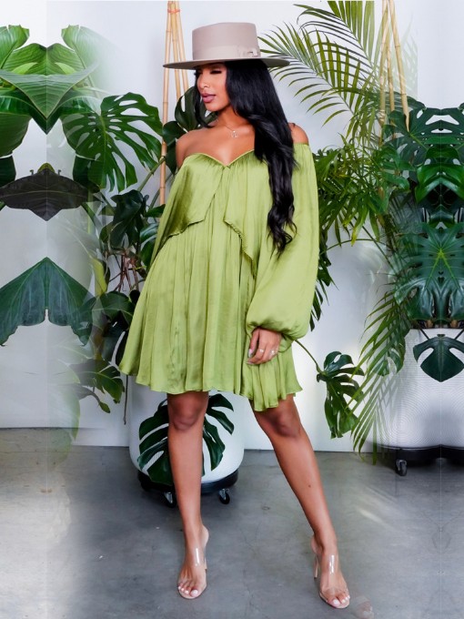 Chiffon Solid Loose Casual Long Sleeve Dress